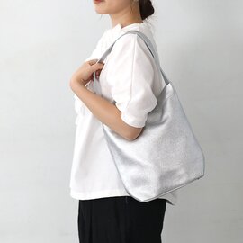 MARINE DAY|メタリックカラーが目を惹く カウレザーショルダーバッグ MINI HAUS シルバー kurashisha