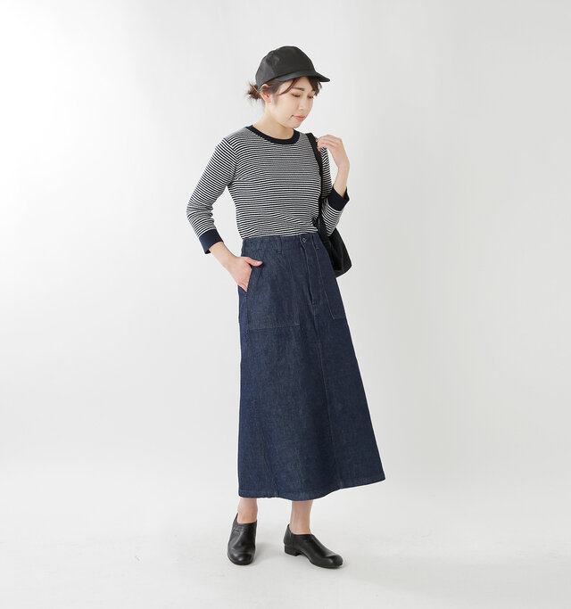 model hikari:165cm / 48kg
color : indigo / size : 36