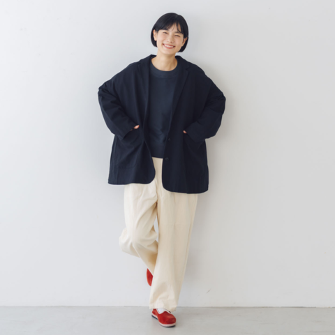 くらすこと|+to コットンリネンデニムワイドパンツ