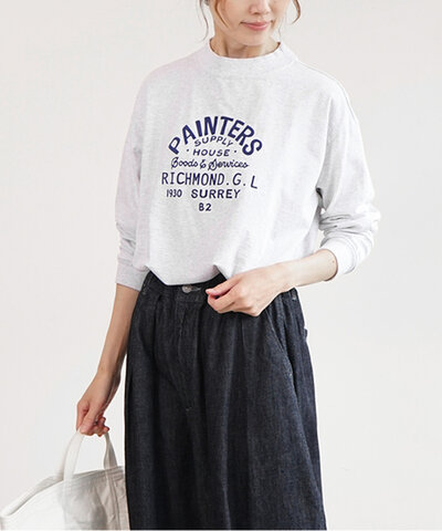 Clip.tab|ドライ天竺PAINTER PTモックネックT ペインタープリント 長袖 3244c-018