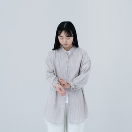 MUYA｜ドロップショルダー ロングシャツ/Brown stripe/No.2470