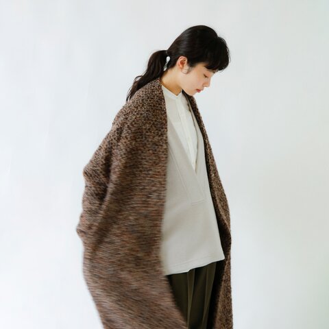 SI-HIRAI|ファンシーツイード ノーカラー ロングコート chaw22-4218-yh【2022aw先行受注】