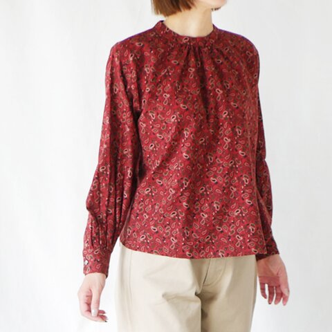GRANDMA MAMA DAUGHTER|Paisleyスタンドカラーギャザーシャツ GS2233671