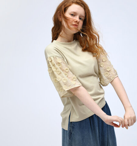 kelen|フラワー 刺繍 スリーブ トップス “SHANA” lkl25hbl2217-mn