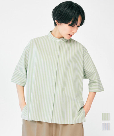 SETTO｜【新作23SS】ハーフスリーブストライプシャツ