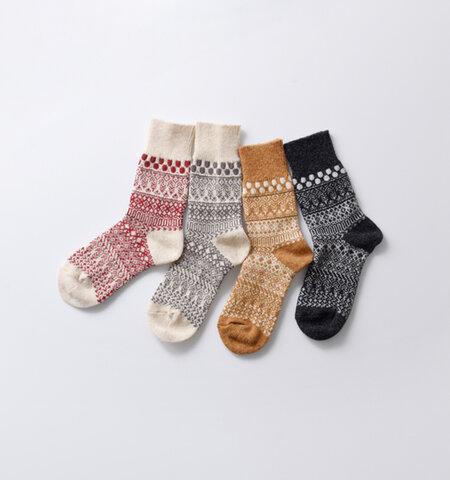 Homie|ウール コットン ジャガード ソックス 靴下 h-084-mn クリスマス