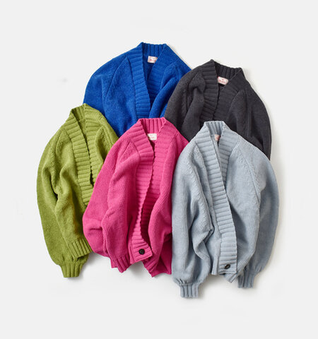 mao made|ざっくり ローゲージ ボリュームスリーブ ニット カーディガン 551112