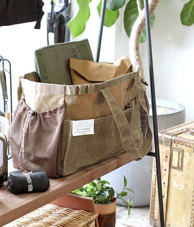 WAXED CANVAS TOOL BAG RECT - BROWN