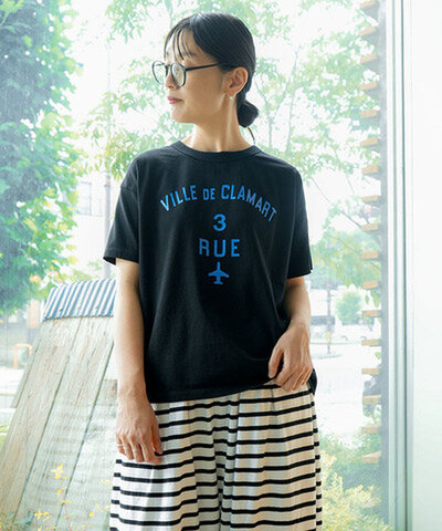 7th GATE|【SALE 20%OFF】17/-BD天竺 ベーシックプリントTee<VILLE DE CLAMART> Tシャツ 半袖 プリントT ロゴT g-271054