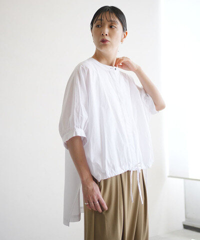 CYNICAL|【SALE 20%OFF】コットンローン ブラウス レディース トップス シャツ 半袖 スリット 前後差 612-95072