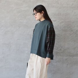 LUEUF|袖切替裏毛パフスリーブプルオーバー