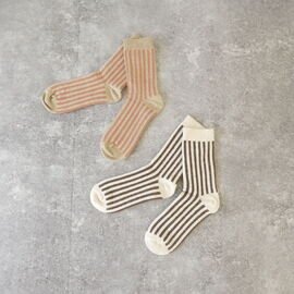 yahae|Organic Cotton Mohair Stripe Socks(4-4031)ヤハエ