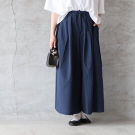 blue willow|コットンポプリンタックワイドパンツ ネイビー