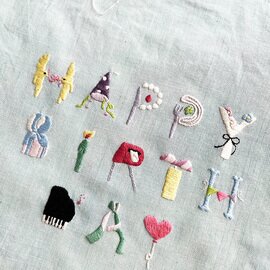 クロヤギシロヤギ｜HAPPY BIRTHDAYの刺繍キット[数量限定・手織布セット]お誕生日/初心者でも楽しい/図案付