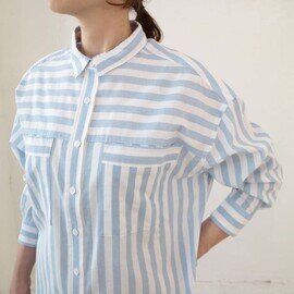 doux bleu｜ストライプボックスワイドシャツ　DB-2413-007