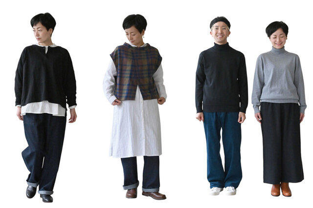 左:モデル160cm 中央:モデル160cm 右:モデル170cm / 160cm