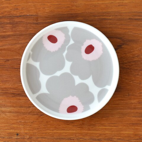 marimekko|プレート UNIKKO ウニッコ ライトグレー×ピンク 13cm 2024AW