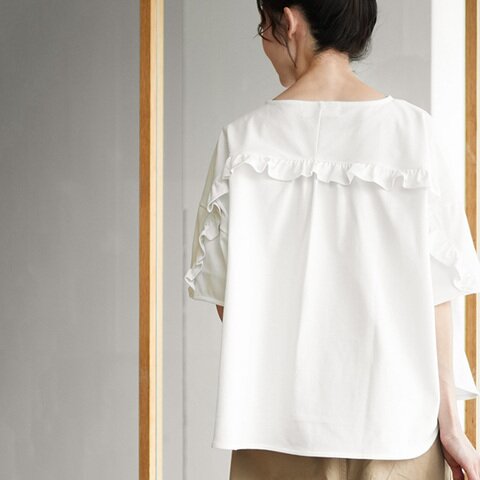 &FIELD|クアトロセブン鹿の子フリルプルオーバー トップス カットソー Tシャツ レディース and-fl