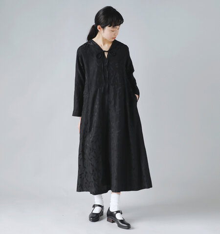 susuri｜リーフ 刺繍 トラペーズ ドレス 23-207