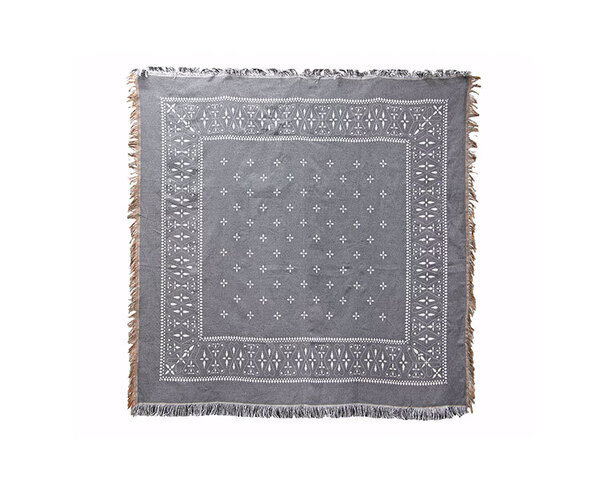 HERE by DETAIL|Bandana Throwket "Paisley Gray" バンダナ スローケット " ペイズリー グレー " ラグマットとしても使える大判スローケット