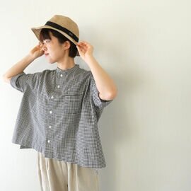 grin|モノトーンチェック5分袖ワイドシャツ(8262T012)グリン