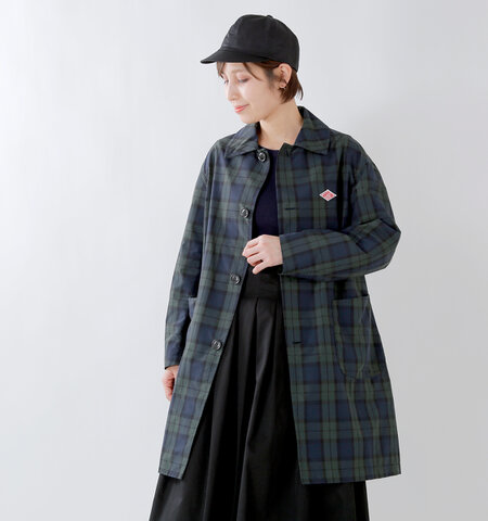 【2019SS】DANTON|ナイロンタフタチェックボタンコート jd-8642npl-yh