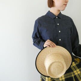 bulle de savon|5ozインディゴシャンブレー裾フリル(03-01-BL-009-26-2)ビュルデサボン