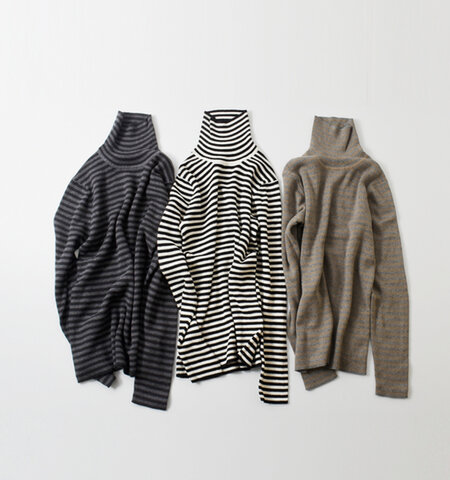 sosotto|コットン カシミヤ ボーダー タートルネック プルオーバー 42453222-ms