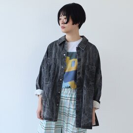 yuni｜コーティング　インディゴ/スミ　デニム　オーバーサイズシャツジャケット 1701BL023222