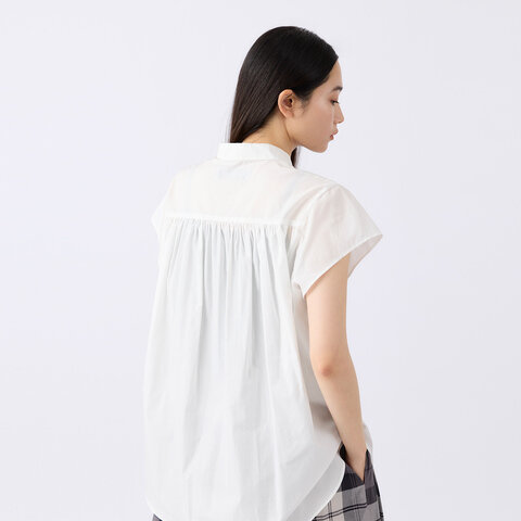 STAMP AND DIARY|100/1ブロード フレンチスリーブバックギャザーブラウス