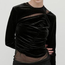 kiehtova|VELOR SLIT GATHER TOPS トップス ベロア スリット
