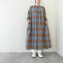 ichi Antiquités|CHECK DRESS コットンリネンチェックドレス(1200308)イチアンティークス