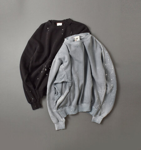 MOOJIMOOJI|コットン クラシック クルーネック スプラッター スウェットシャツ トレーナー “CLASSIC CREW SPLATTER” moo-25f-15-fn