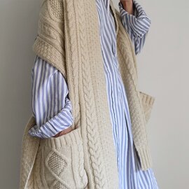 ichi｜【 ONLINE 限定 】Shetland Wool Cable Knit Pockets Stole