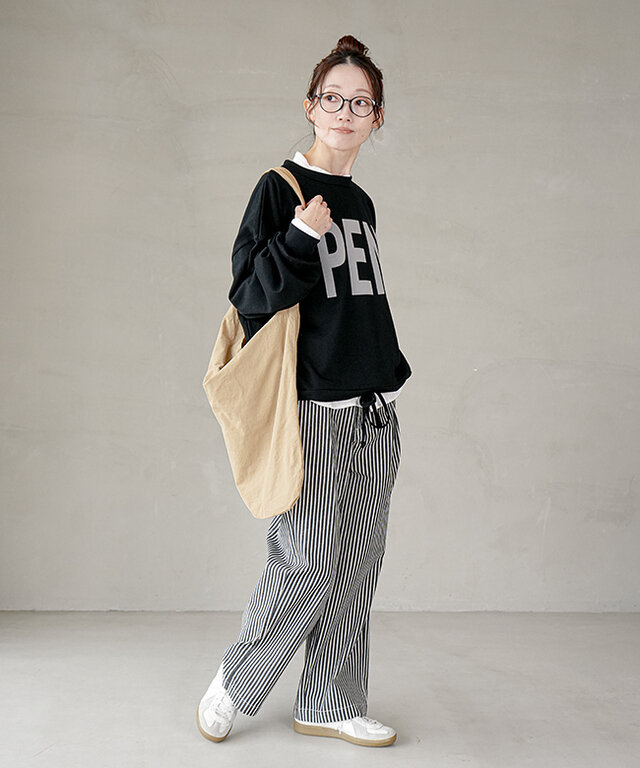 身長:164cm / カラー:02 太ストライプ/着用サイズ:M