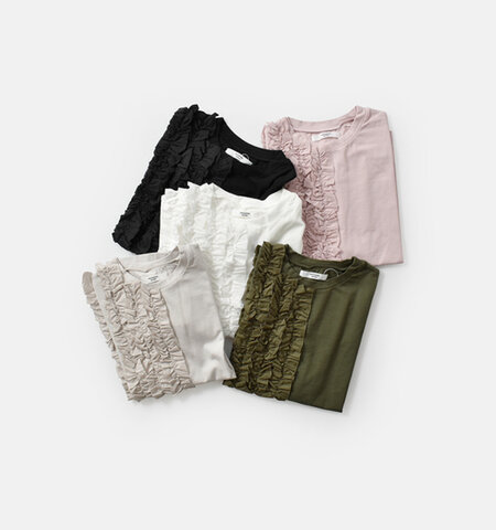 UNIVERSAL SEVEN|コットン クラシック天竺 フリル 半袖Tシャツ us251ct023-mn