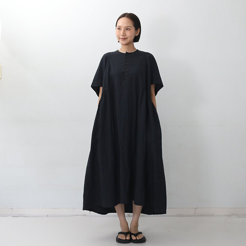 ichi Antiquités|カジュアルになりすぎず、一枚で主役になる上品な1枚 リネンコットンドレス ブラック kurashisha summer fashion
