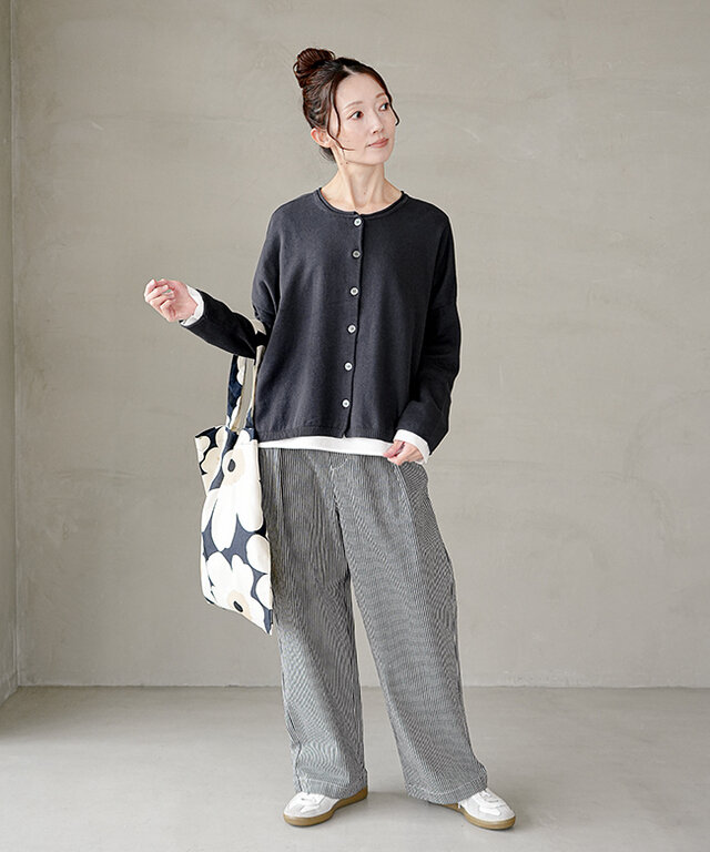 身長:164cm / カラー:01 細ストライプ/着用サイズ:M