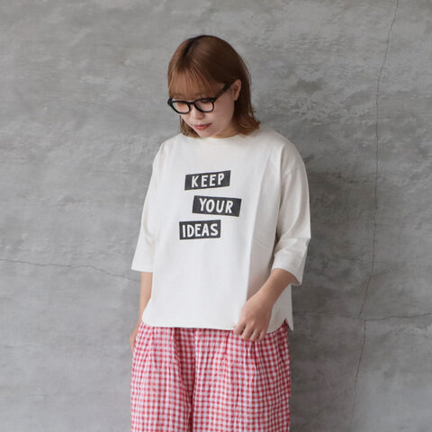 PACIFIC PARK STORE|ヘムラウンド七分袖プリントプルオーバー KEEP YOUR IDEAS