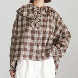 tumugu|コットン ウール チェックブラウス シャツ 長袖 TB26311 ツムグ