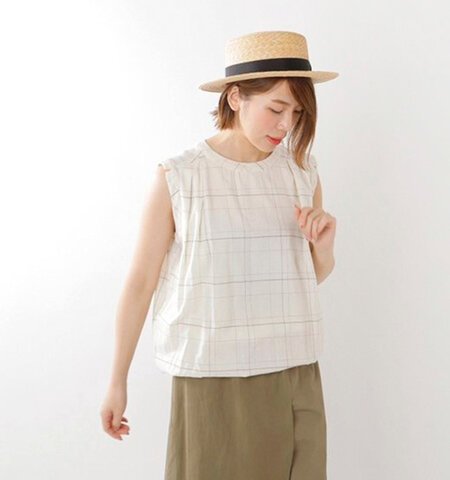 nicholson and nicholson|裾ギャザーノースリーブブラウス bamboo-yn