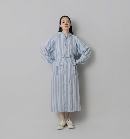 tActi|ビスコース ワイド ストライプ ドレス “Shifting Dress” qt401-mn