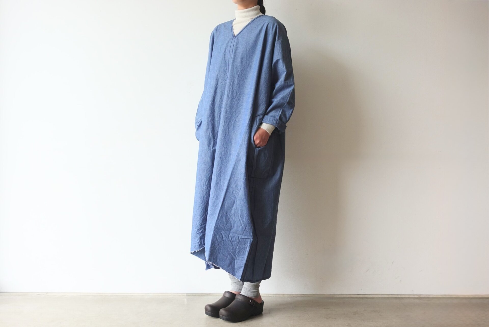 homspun|ライトオンス シャンブレープルオーバー ワンピース - haluta homspun|ライトオンス シャンブレープルオーバー ワンピース - haluta