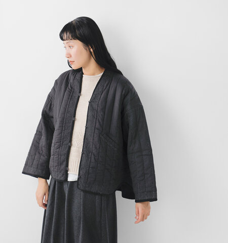 tumugu|コットン サテン キルト ジャケット tb25332-mn