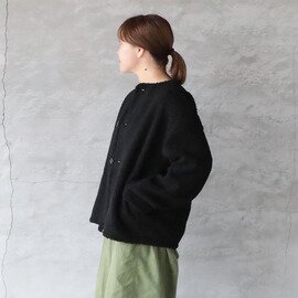 NARU|もこもこプードルパイルノーカラージャケット BLACK