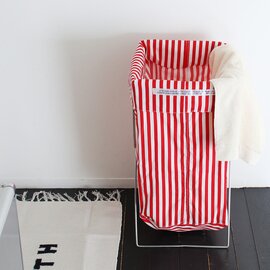 PUEBCO|SHIRT FABRIC FOLDING LAUNDRY BASKET Red Narrow Stripe シャツ ファブリック フォールディング ランドリー バスケット
