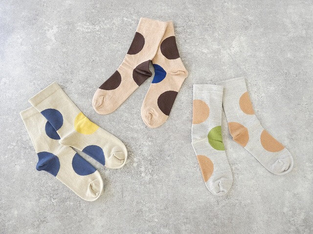 yahae|Organic Cotton Rubber Free Asymmetry Dot Socks アシンメトリードットソックス(4-2015)