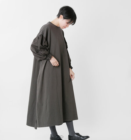 UNIVERSAL SEVEN|USAコットンコンボスリーブワンピース us204ct037-tr