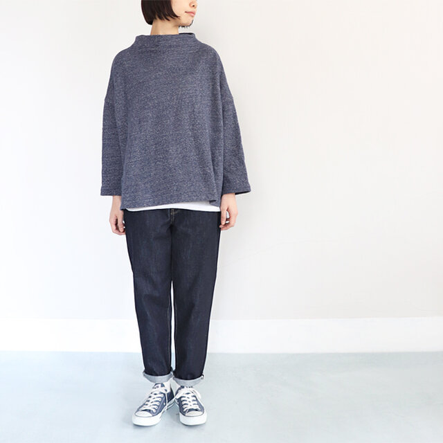 杢ネイビー 着用、モデル身長:164cm