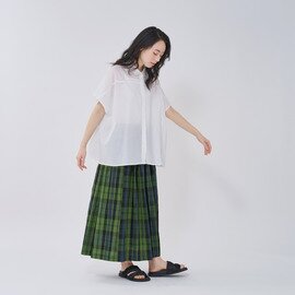 STAMP AND DIARY｜コットンリネン先染めチェック タックギャザースカート